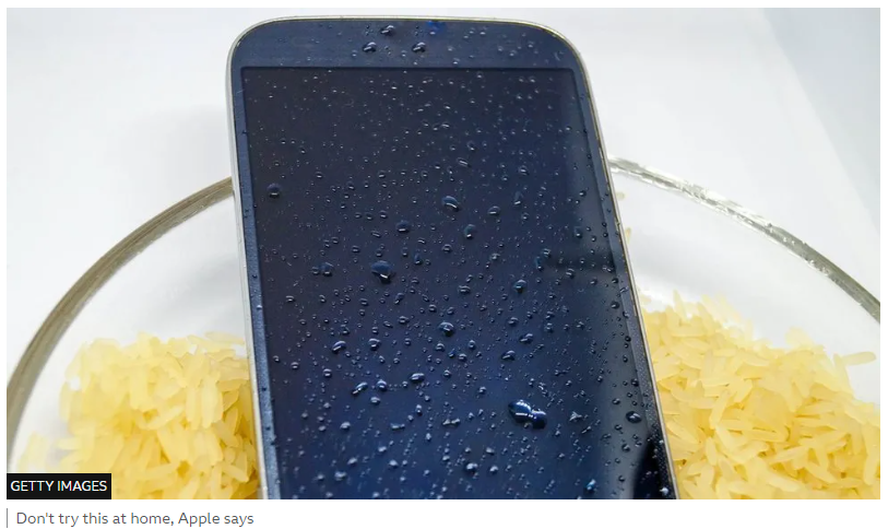 Don't dry your iPhone in a bag of rice, says Apple