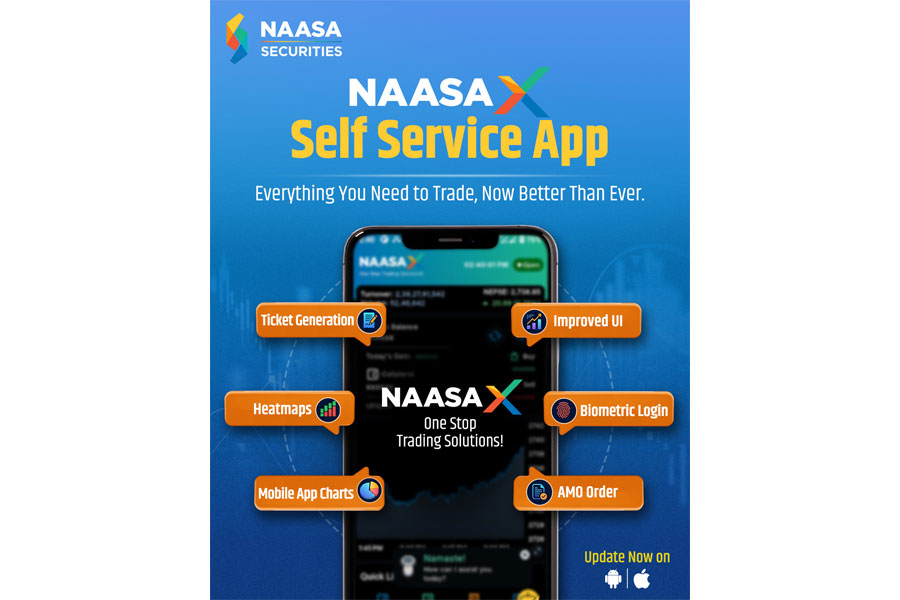 नासा सेक्युरिटिजको Naasa X एप अब बनेको छ Naasa X Self Service एप