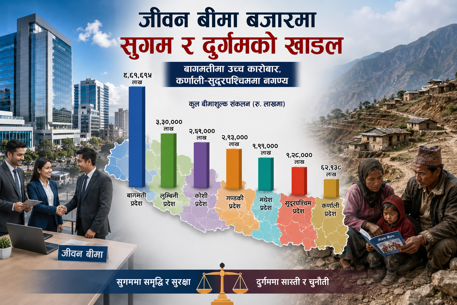 जीवन बीमा बजारमा सुगम र दुर्गमको खाडल: बागमतीमा उच्च कारोबार, कर्णाली-सुदूरपश्चिममा नगण्य