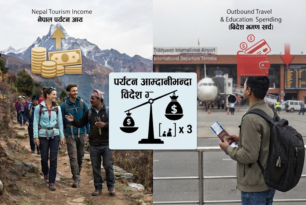 पर्यटन आम्दानीभन्दा विदेश भ्रमण खर्च झन्डै तीन गुणा बढी, शिक्षामै बाहिरियो १० अर्ब ८० करोड